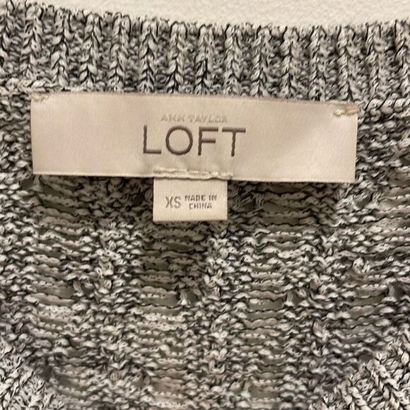Loft Womens Crew Neck Open Knit Long Sleeve High Low Sweater Gray Size XS - Picture 4 of 8